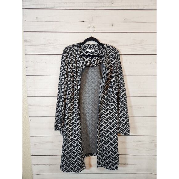 Notations Women's Black & White Pockets Open Front Cardigan Size 2X - Picture 1 of 7